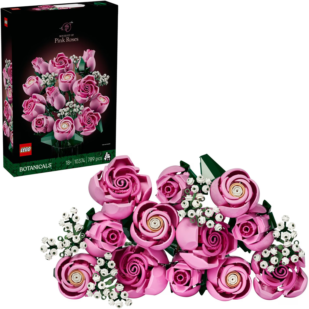10374 Botanicals Bouquet of Pink Roses Faux Flowers Set