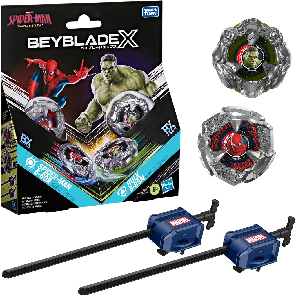 G3064 Collaboration Beyblade X and Marvel, Spider-Man 6-60R against Hulk 3-85N