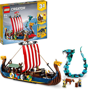 31132 Creator 3in1 Viking ship with Midgard snake set