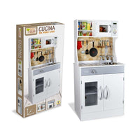 40619 Wooden Kitchen with 4 Burners and Microwave