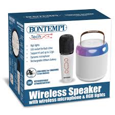 490210 Wireless speaker with wireless microphone & RGB lights