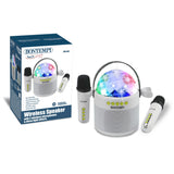 490250 Wireless speaker with 2 wireless microphones & disco light effects