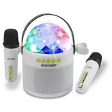 490250 Wireless speaker with 2 wireless microphones & disco light effects