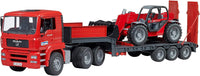 BR2774 MAN TGA truck with low loader trailer and Manitou telehandler