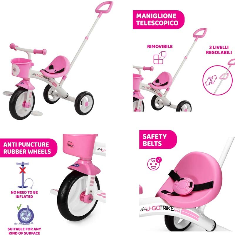 74121 CHICCO U-GO PINK TRICYCLE