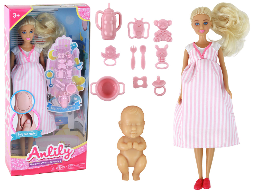 16923 Mom Doll Pink Dress Pregnant Belly