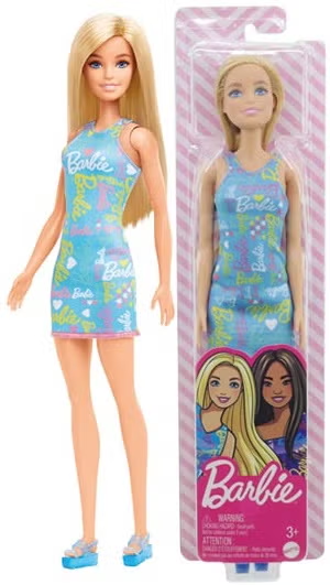 HGM59 Blue Barbie Logo Print Dress